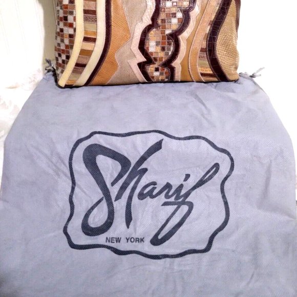 NEW Sharif BOHO WESTERN Beige Brown Patchwork 100% Croc Leather Shoulder Bag - Picture 2 of 14